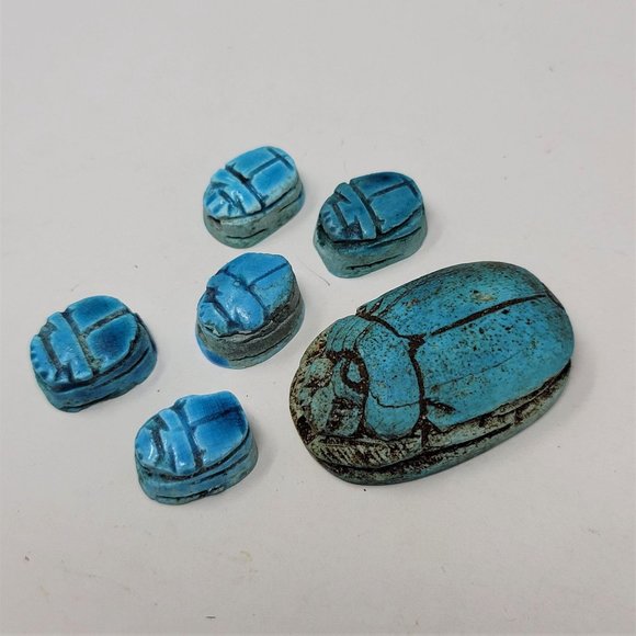 COPY - Vintage Scarab Beads Blue from Egypt - Picture 5 of 7